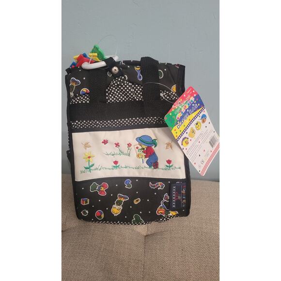 Vintage Elegant Kids 2000 Diaper Bag – Black/White with Embroidered Design – New - Picture 1 of 6